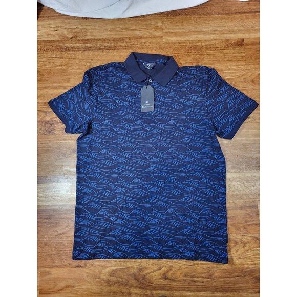 NWT The Original Ben Sherman Navy Blue Wave Design Polo Shirt Size M - Picture 1 of 4